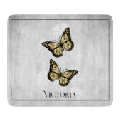 Gold Butterfly Floral Personalized Cutting Board Snijplank (Voorkant)