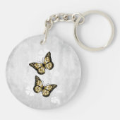 Gold Butterfly Floral Personalized Sleutelhanger (Achterkant)