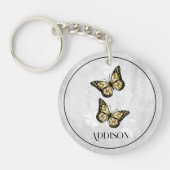 Gold Butterfly Floral Personalized Sleutelhanger (Voorkant)