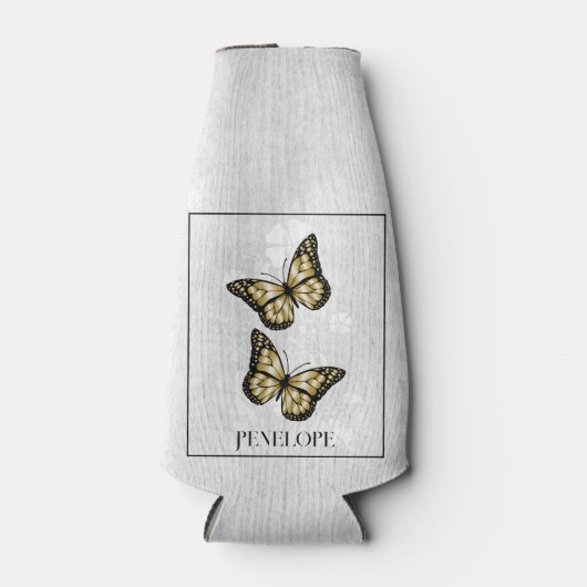 Gold Butterfly Floral Specialized Bottle Cooler (Voorkant)