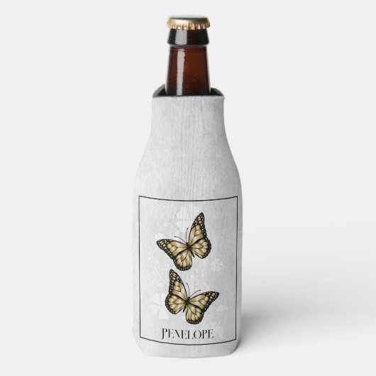Gold Butterfly Floral Specialized Bottle Cooler (Fles Voorkant)