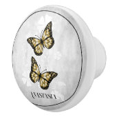 Gold Butterfly Floral Specialized Ceramic Knob. Keramische Knop (Rechts)