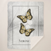 Gold Butterfly Floral Specialized Sherpa Blanket Deken (Voorkant)