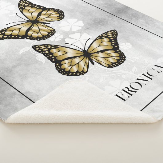Gold Butterfly Floral Specialized Sherpa Blanket Deken (3/4)