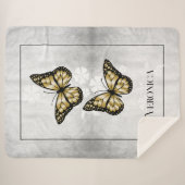 Gold Butterfly Floral Specialized Sherpa Blanket Sherpa Deken (Voorkant (horizontaal))
