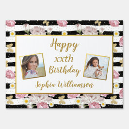 Gold Butterfly Floral Theme Birthday Foto Yard Tuinbord