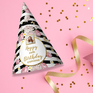 Gold Butterfly Floral Theme Happy Birthday Foto Feesthoedjes