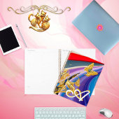 Gold Butterfly Flower Monogram Vloeibaar Abstract Planner