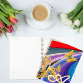 Gold Butterfly Flower Monogram Vloeibaar Abstract Planner