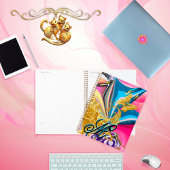 Gold Butterfly Flower Monogram Vloeibaar Abstract Planner