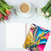 Gold Butterfly Flower Monogram Vloeibaar Abstract Planner