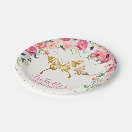 Gold Butterfly Flower Paper Bord (Gekanteld)