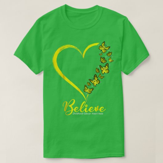 Gold Butterfly gelooft dat kinderkanker bekend is T-shirt (Design voorkant)