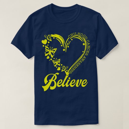 Gold Butterfly gelooft dat kinderkanker bekend is T-shirt (Design voorkant)