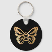 Gold Butterfly Monogram, op maat gemaakt Sleutelhanger (Achterkant)