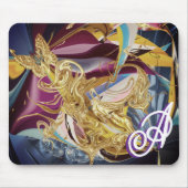 Gold Butterfly  Monogram Vloeistof Abstract Muismat (Voorkant)