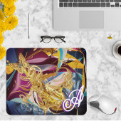 Gold Butterfly  Monogram Vloeistof Abstract Muismat