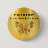 Gold Butterfly Multiple Sclerosis Button (Voorkant)