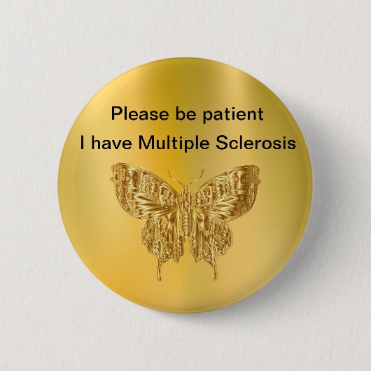 Gold Butterfly Multiple Sclerosis Button (Voorkant)