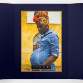 Gold Butterfly, Navy Blue Baby shower Suite Drieluik Uitnodiging (Binnenkant midden)