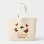Gold Butterfly Persoonlijke naam Bridesmaid Grote Tote Bag (Voorkant)