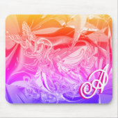 Gold Butterfly Pink Monogram Vloeistof Abstract Muismat (Voorkant)