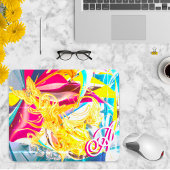 Gold Butterfly Retro Monogram Vloeistof Abstract Muismat