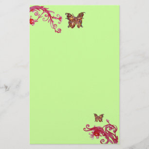 GOLD BUTTERFLY, rood roze groen Briefpapier