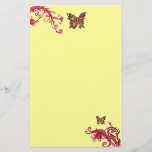 GOLD BUTTERFLY, rood roze lichtgeel Briefpapier