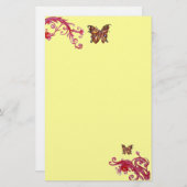 GOLD BUTTERFLY, rood roze lichtgeel Briefpapier (Voorkant / Achterkant)