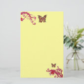 GOLD BUTTERFLY, rood roze lichtgeel Briefpapier (Staand voorkant)