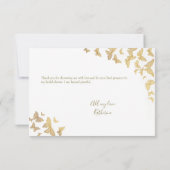 Gold Butterfly Script Boho Vrijgezellenfeest Harte Bedankkaart (Achterkant)