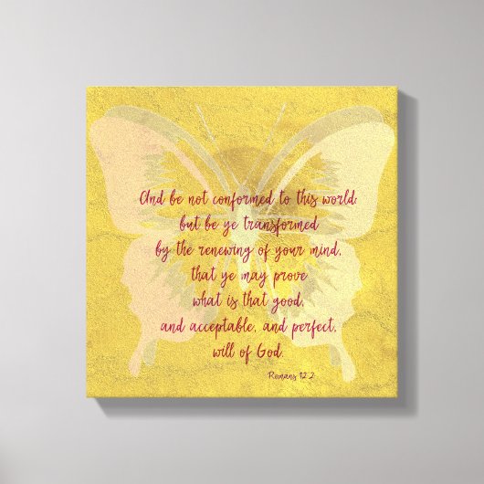 Gold Butterfly Shadow met KJV Bijbelversie Canvas Afdruk (Voorkant)