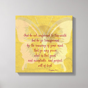 Gold Butterfly Shadow met KJV Bijbelversie Canvas Afdruk