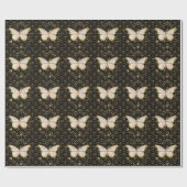Gold Butterfly & Stars Wrapping Paper Cadeaupapier (Vlak)
