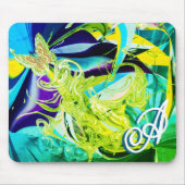 Gold Butterfly Swirls Monogram Vloeistof Abstract Muismat (Voorkant)