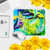 Gold Butterfly Swirls Monogram Vloeistof Abstract Muismat