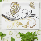 Gold Butterfly Tattoo Art American MoJo Keuken Theedoek (Gevouwen)