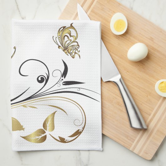 Gold Butterfly Tattoo Art American MoJo Keuken Theedoek (Quarter Fold)