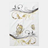 Gold Butterfly Tattoo Art American MoJo Keuken Theedoek (Verticaal)