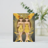 Gold Butterfly Twins Briefkaart (Staand voorkant)