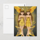 Gold Butterfly Twins Briefkaart (Voorkant / Achterkant)