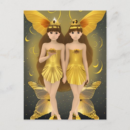 Gold Butterfly Twins Briefkaart (Voorkant)