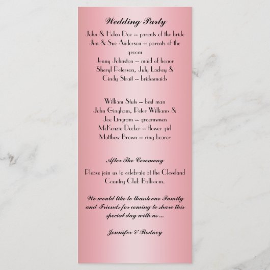 Gold Butterfly Wedding Program Rack Kaart (Achterkant)