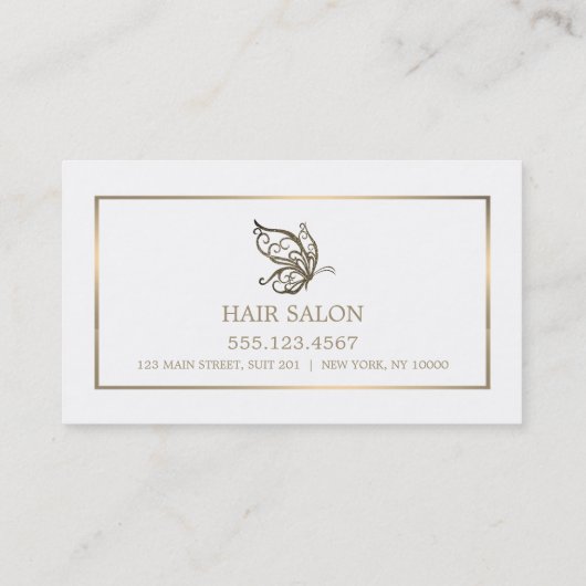 Gold Butterfly, White en Gold Appointard Afsprakenkaartje (Achterkant)