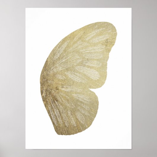 Gold Butterfly Wing Illustration Poster (Voorkant)
