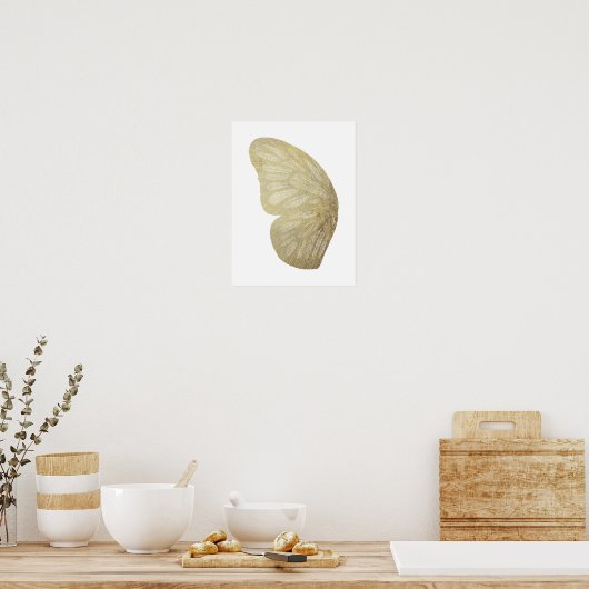 Gold Butterfly Wing Illustration Poster (Keuken)