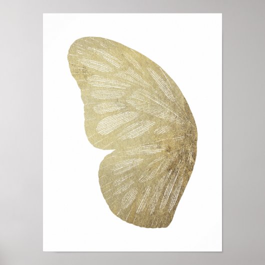 Gold Butterfly Wing Illustration Poster (Voorkant)