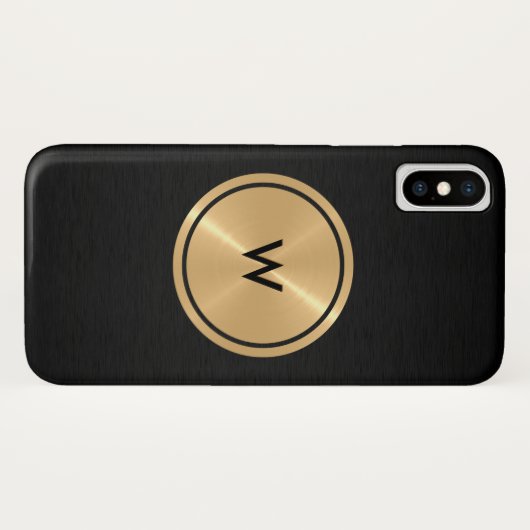 Gold Button en zwart roestvrij staal Case-Mate iPhone Case (Achterkant (horizontaal))