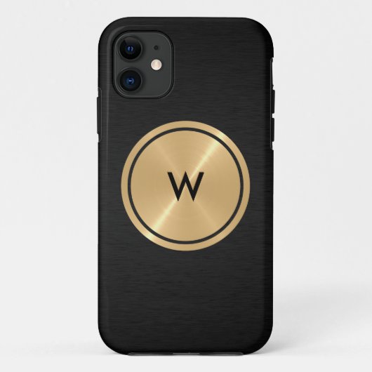 Gold Button en zwart roestvrij staal Case-Mate iPhone Case (Achterkant)